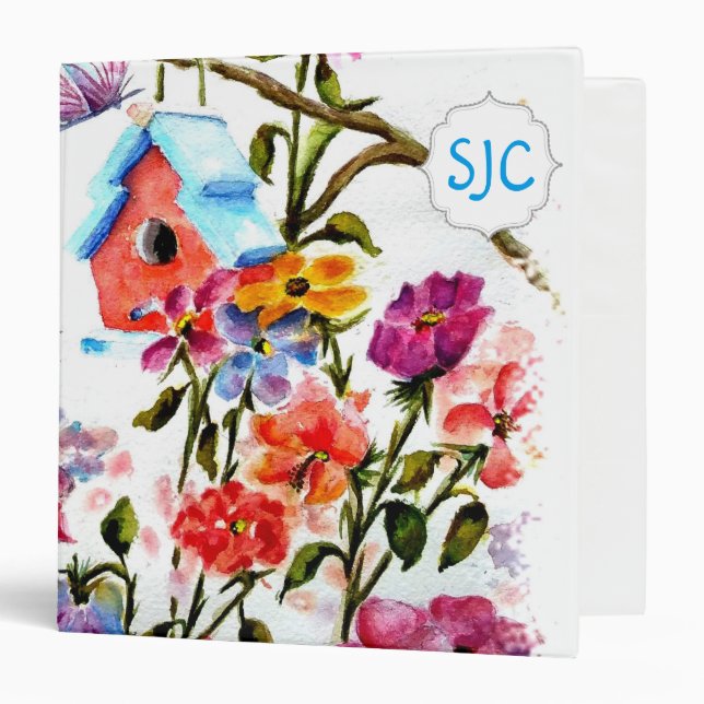 Puppy Paw Print Flowers with BIRD HOUSE Binder (Front/Inside)