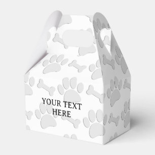 Puppy Paw Prints and Bones Custom Text Individual  Favor Box