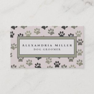 Puppy Paw Prints   Blush Pink Business Card