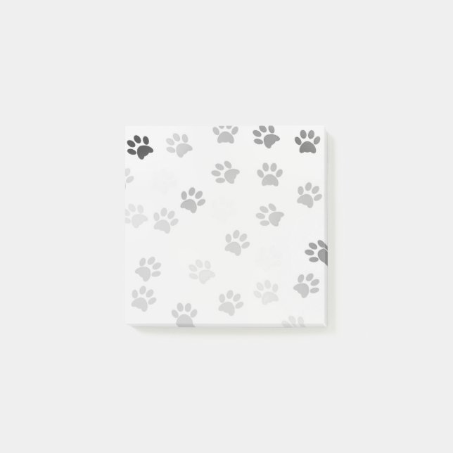 Puppy Paw Prints Sticky Notes Black and White (Front)