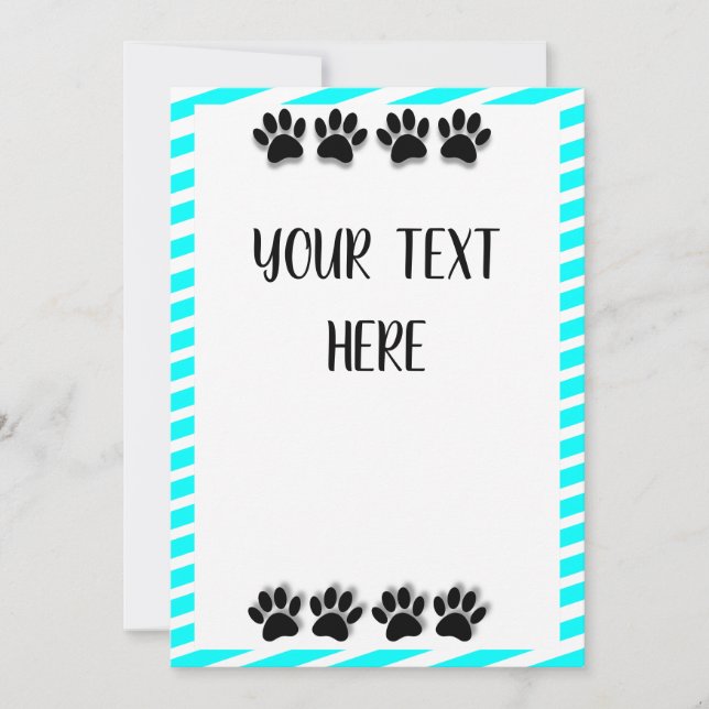 Puppy Paw Prints With Custom Text Card (Front)