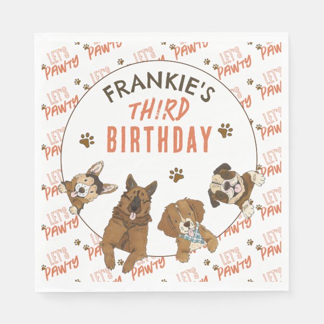 Puppy Paw-ty Birthday Party Napkin (Front)