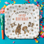 Puppy Paw-ty Birthday Party Paper Plate<br><div class="desc">It's time to let the good times roll and celebrate a special day with a Dog Themed Birthday Party for Kids! Or Dogs! Get guests ready for an unforgettable day of puppy love and fun for your little one with these adorable puppy themed birthday plates. These plates feature cute cartoon...</div>