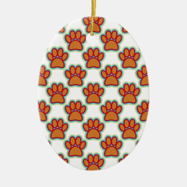Puppy Paws Ceramic Ornament (Front)