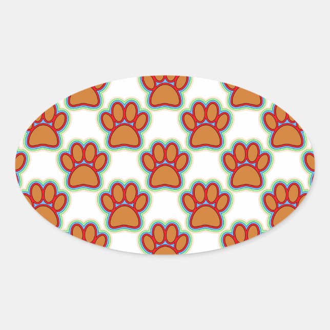 Puppy Paws Oval Sticker (Front)