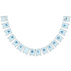 Puppy Pawty Birthday Party bunting banner blue