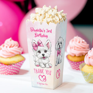 Puppy pawty cute white pink puppies favors favor box