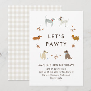 Puppy Pawty Dog Park mignonne Invitation moderne d