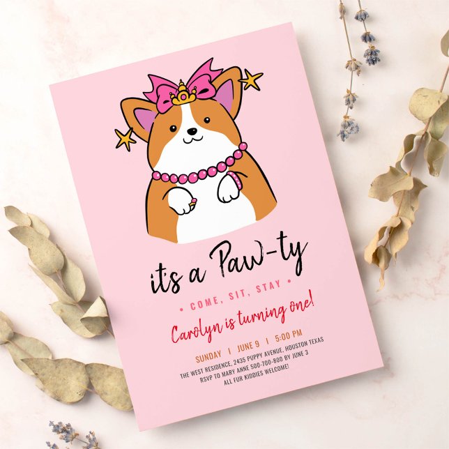 Puppy Pawty invitation d'anniversaire (Créateur téléchargé)