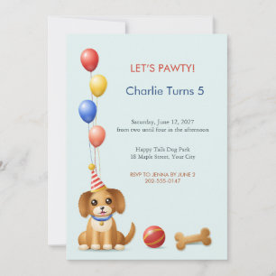 Puppy Pawty Kids Birthday Invitation