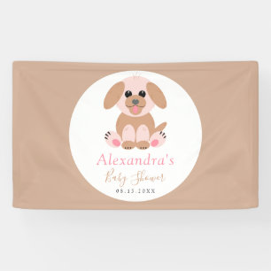 Puppy Personalised Simple Neutral Baby Shower Banner