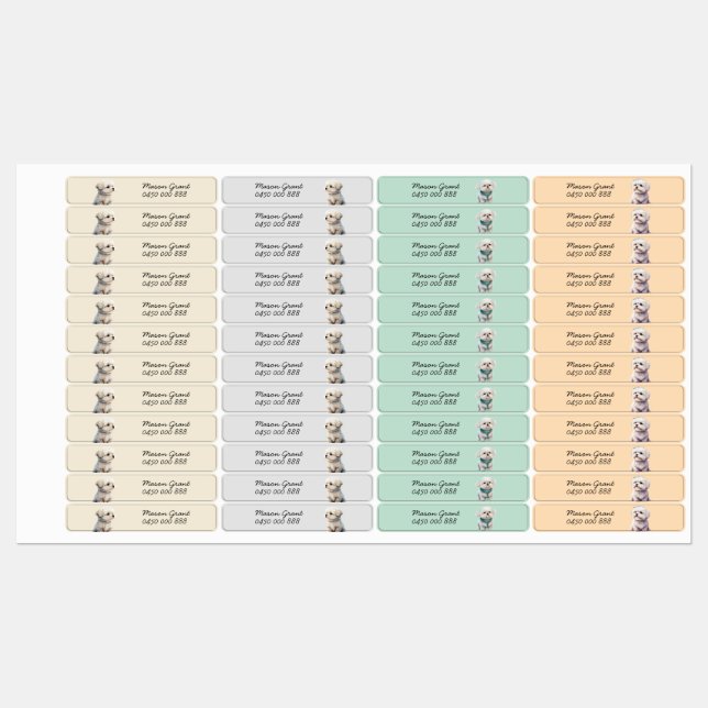 puppy personalized name & phone number iron-on (Sheet)