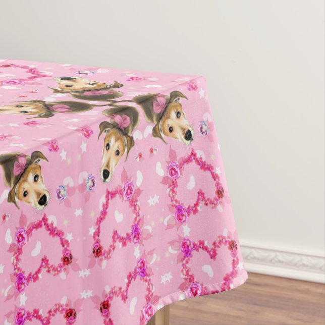 Puppy Pink Tablecloth Hearts (In Situ)