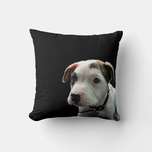 Puppy Pit Bull T-Bone Throw Pillow (Front)