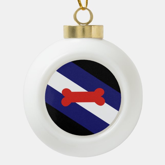 Puppy Play Pride Flag Ceramic Ball Christmas Ornament (Front)