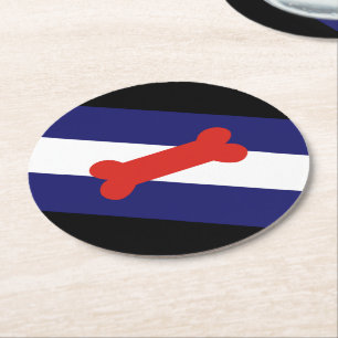 Puppy Play Pride Flag Round Paper Coaster