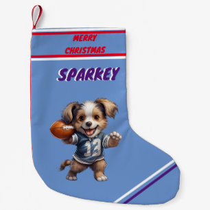 Puppy Playing Football Christmas Stocking / Name