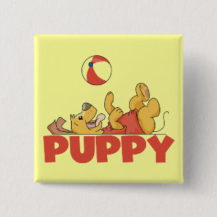 Puppy Plays TShirts and Gifts 2 Inch Square Button