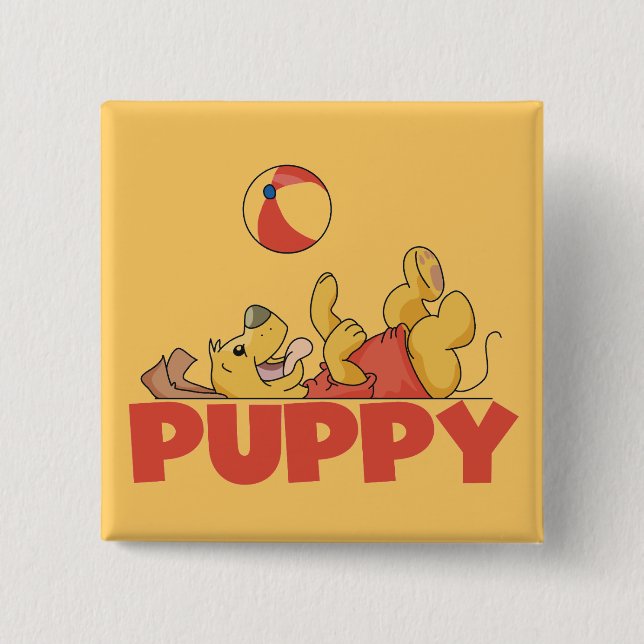 Puppy Plays TShirts and Gifts 2 Inch Square Button (Front)