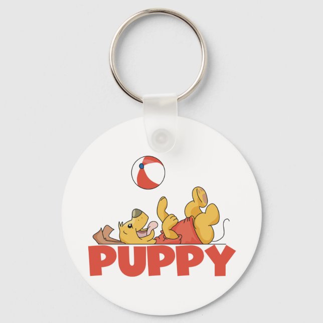 Puppy Plays TShirts and Gifts Keychain (Front)