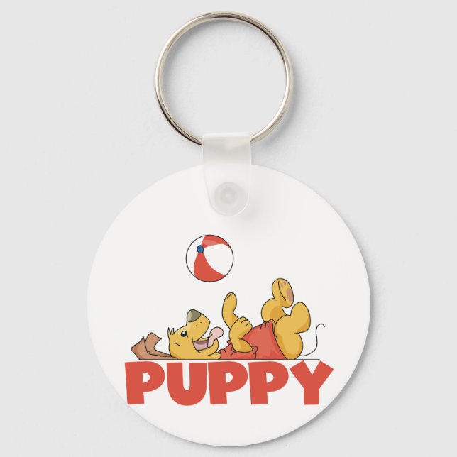 Puppy Plays TShirts and Gifts Keychain (Front)
