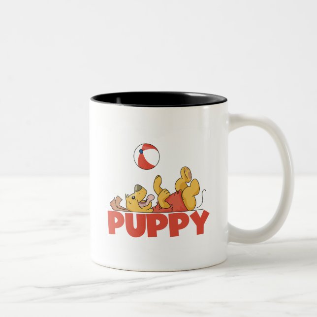 Puppy Plays TShirts and Gifts Two-Tone Coffee Mug (Right)