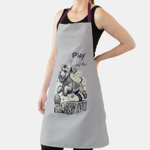 Puppy Playtime: Grey Dog's Ball-Chasing Fun Apron