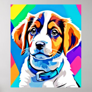 Puppy Portrait: Colourful Pup Poster