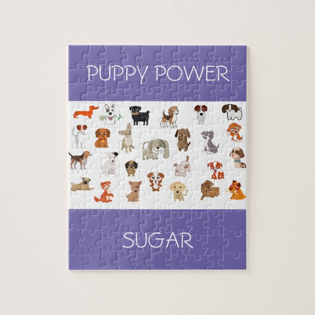 PUPPY POWER puzzle with custom name of puppy. (Vertical)