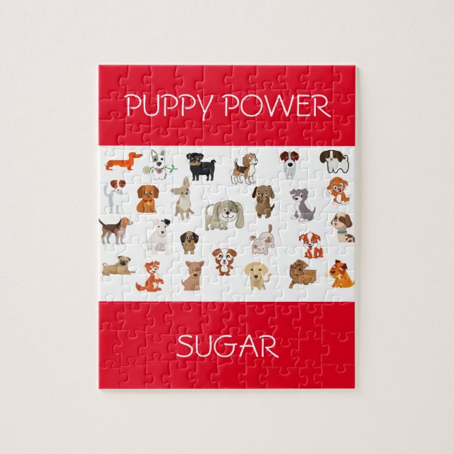 "PUPPY POWER" puzzle with custom name of puppy. (Vertical)