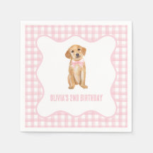 Puppy preppy pink plaid birthday