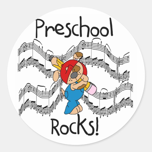 Puppy Preschool Rocks Tshirts and Gifts Classic Round Sticker (Front)