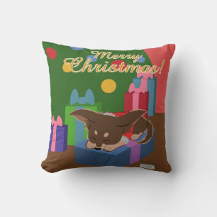 Puppy Present Throw Pillow