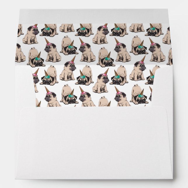 Puppy Pugs | Aspiring Unicorn Pattern Envelope (Back (Bottom))