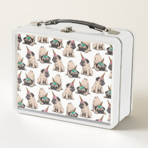 Puppy Pugs   Aspiring Unicorn Pattern Metal Lunch Box