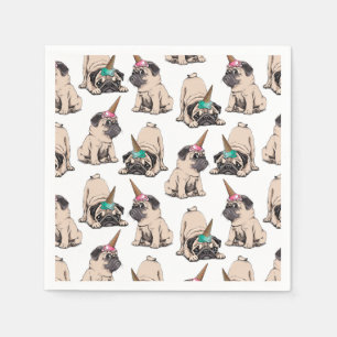 Puppy Pugs   Aspiring Unicorn Pattern Napkin