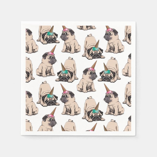 Puppy Pugs | Aspiring Unicorn Pattern Napkin (Front)