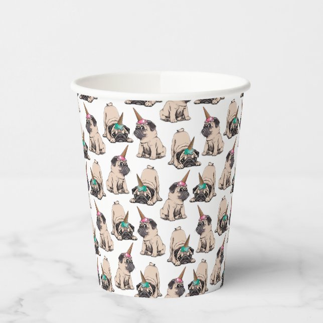 Puppy Pugs | Aspiring Unicorn Pattern Paper Cups (Left)