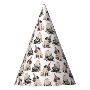 Puppy Pugs Aspiring Unicorn Pattern Party Hat