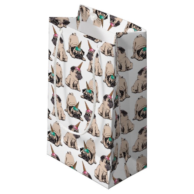 Puppy Pugs | Aspiring Unicorn Pattern Small Gift Bag (Front Angled)