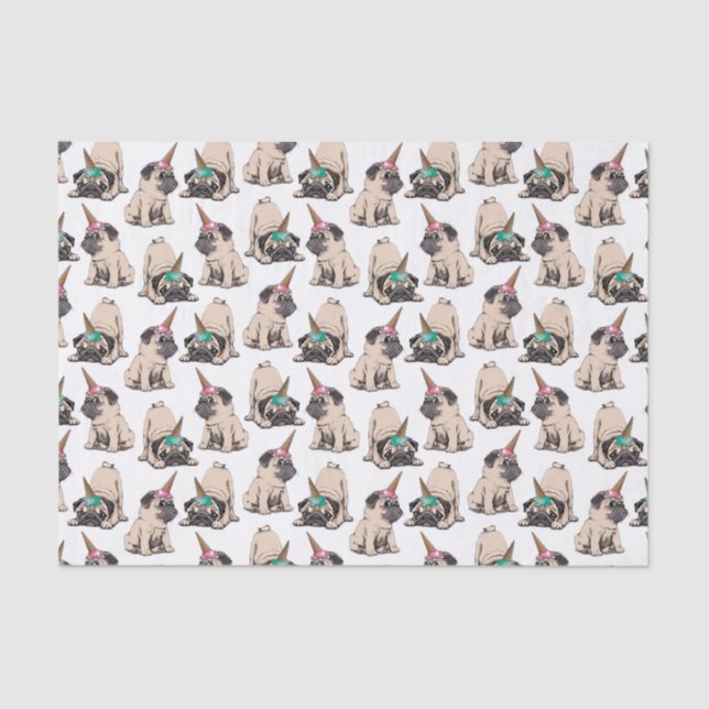 Puppy Pugs | Aspiring Unicorn Pattern Tissue Paper (Front)