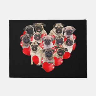 Puppy Pugs Dog Heart   Valentine's Day Gift Doormat