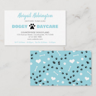 Puppy Run Blue Doggy Daycare Business Card