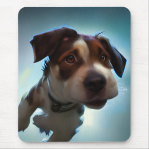 Puppy Running in Space Mouse Pad
