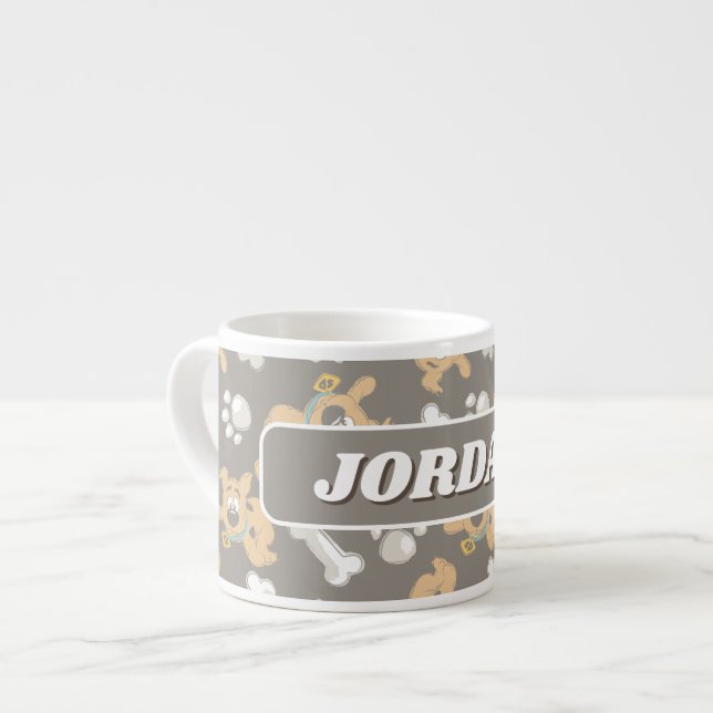 Puppy Scooby-Doo Bone & Paw Print Pattern Espresso Cup (Front Left)