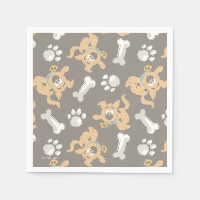 Puppy Scooby-Doo Bone & Paw Print Pattern Napkin (Front)