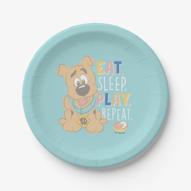 Puppy Scooby-Doo "Eat, Sleep, Play, Repeat" Paper Plate (Front)