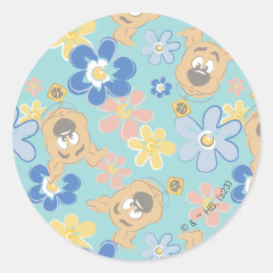 Puppy Scooby-Doo Flower Pattern Classic Round Sticker