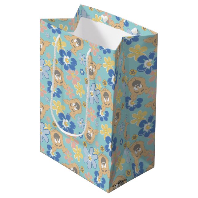 Puppy Scooby-Doo Flower Pattern Medium Gift Bag (Front Angled)