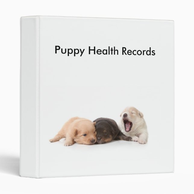 Puppy Shot Records Binder With Newborn Puppies (Front/Spine)